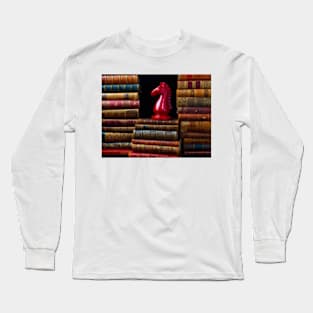 Old Books And Red Knight Long Sleeve T-Shirt